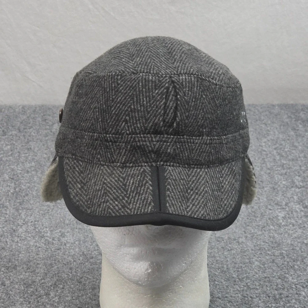 Outdoor Research Yukon Cap M Gray Herringbone Wool Blend Ear Flap Hat Utility